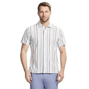 Club Monaco slim-fit striped short-sleeve button-down shirt Size Medium